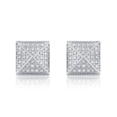 Men's 1/3ctw Diamond Stainless Steel Pyramid Stud Earrings 1