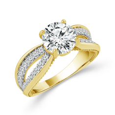 2 1/2ctw Round Lab Grown Diamond 14k Yellow Gold Engagement Ring 1