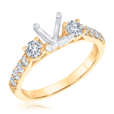 3/4ctw Diamond Three-Stone Yellow Gold Engagement Ring Setting 1