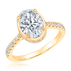 2 1/2ctw Oval Lab Grown Diamond Hidden Halo 14k Yellow Gold Engagement Ring 1