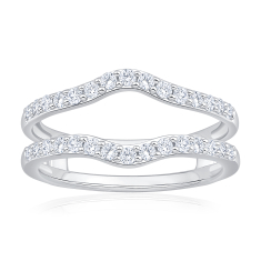 1/2ctw Round Diamond 14k White Gold Ring Guard - Embrace Collection 1