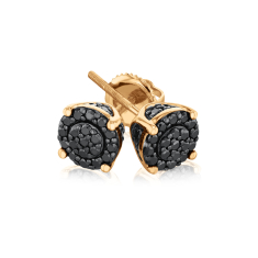 Men's 1/2ctw Round Black Diamond 10k Yellow Gold Stud Earrings 1