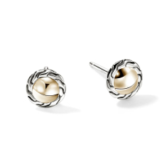 John Hardy Essential Two-Tone Sterling Silver and Yellow Gold Stud Earrings 1