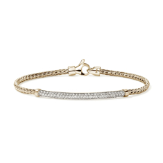 John Hardy Essential 5/8ctw Diamond Pave Bar Yellow Gold Bracelet 1