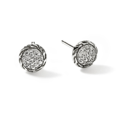 John Hardy Essential 1/5ctw Diamond Pave Sterling Silver Stud Earrings 1
