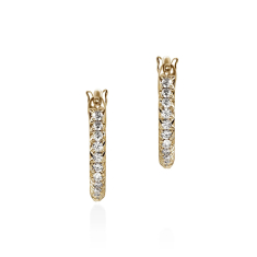 John Hardy Essential 1/6ctw Diamond Pave 13mm Yellow Gold Hoop Earrings 1