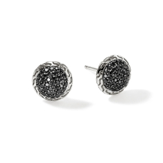 John Hardy Essential Black Sapphire Pave 10mm Sterling Silver Stud Earrings 1