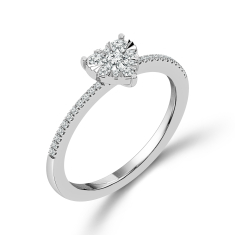 1/4ctw Diamond Heart 10k White Gold Promise Ring 1