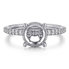 Gabriel & Co. Broderick 1/3ctw Diamond Round Hidden Halo 14k White Gold Engagement Ring Setting 1