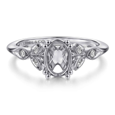 Gabriel & Co. Celia 1/15ctw Diamond Victorian 14k White Gold Engagement Ring Setting 1