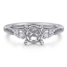 Gabriel & Co. Sunday 1/3ctw Diamond Round Three-Stone 14k White Gold Engagement Ring Setting 1