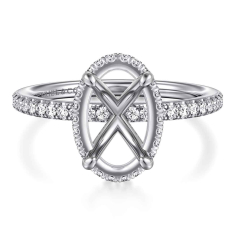 Gabriel & Co. Allesia 1/3ctw Diamond Oval Hidden Halo 14k White Gold Engagement Ring Setting 1