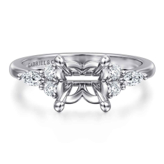 Gabriel & Co. Avah 1/3ctw Diamond Round Cluster 14k White Gold Engagement Ring Setting 1