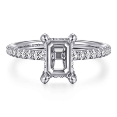 Gabriel & Co. Franka 1/3ctw Diamond Emerald Cut 14k White Gold Engagement Ring Setting 1