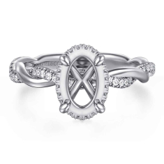 Gabriel & Co. Ama 1/4ctw Diamond Oval Hidden Halo 14k White Gold Engagement Ring Setting 1