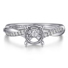 Gabriel & Co. Campana 1/8ctw Diamond Round 14k White Gold Engagement Ring Setting 1