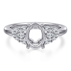 Gabriel & Co. Cami 1/3ctw Diamond Oval 14k White Gold Engagement Ring Setting 1