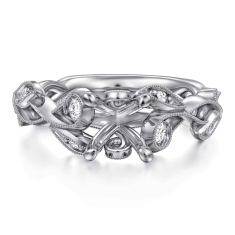 Gabriel & Co. Lena 1/6ctw Diamond Round Floral 14k White Gold Engagement Ring Setting 1