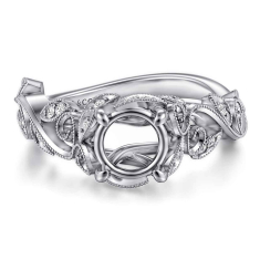 Gabriel & Co. Martedi 1/6ctw Diamond Round Floral 14k White Gold Engagement Ring Setting 1
