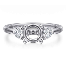 Gabriel & Co. Adeline 1/3ctw Diamond Round Three-Stone 14k White Gold Engagement Ring Setting 1