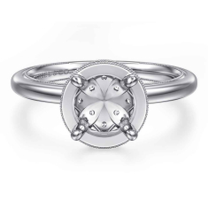 Gabriel & Co. Catallina 3/8ctw Diamond Round Floral 14k White Gold Engagement Ring Setting 1