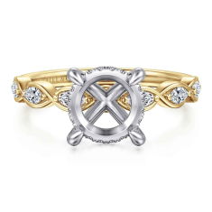 Gabriel & Co. Claudia 1/3ctw Diamond Round 14k Two-Tone Yellow and White Gold Engagement Ring Setting 1