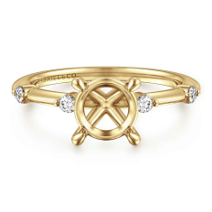 Gabriel & Co. Frances 1/8ctw Diamond Round Station 14k Yellow Gold Engagement Ring Setting 1