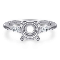Gabriel & Co. Dela 1/6ctw Diamond Round Three-Stone 14k White Gold Engagement Ring Setting 1