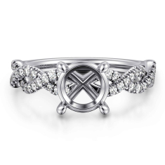 Gabriel & Co. Josefina 1/4ctw Diamond Round Twisted 14k White Gold Engagement Ring Setting 1