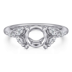 Gabriel & Co. Adella 3/8ctw Diamond Round Floral 14k White Gold Engagement Ring Setting 1