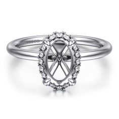 Gabriel & Co. Seattle 1/10ctw Diamond Oval Hidden Halo 14k White Gold Engagement Ring Setting 1