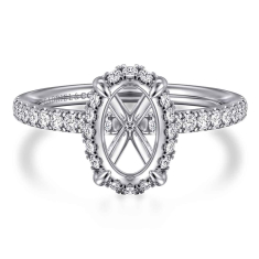Gabriel & Co. Suede 1/3ctw Diamond Oval Hidden Halo 14k White Gold Engagement Ring Setting 1