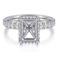 Gabriel & Co. Talisa 1/2ctw Diamond Emerald Cut Hidden Halo 14k White Gold Engagement Ring Setting 1