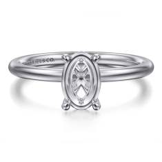 Gabriel & Co. Tiana Oval Solitaire 14k White Gold Engagement Ring Setting 1