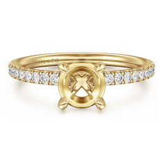 Gabriel & Co. Twain 1/5ctw Diamond Round 14k Yellow Gold Engagement Ring Setting 1