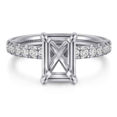 Gabriel & Co. Winslow 1/3ctw Diamond Emerald Cut 14k White Gold Engagement Ring Setting 1