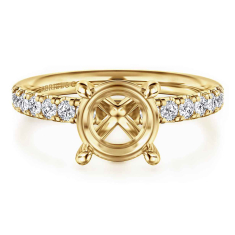Gabriel & Co. Winslow 1/3ctw Diamond Round 14k Yellow Gold Engagement Ring Setting 1