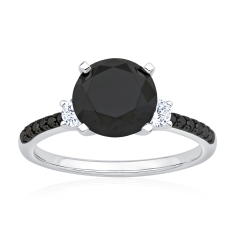 2 1/4ctw Round Black Diamond and Diamond 14k White Gold Engagement Ring 1