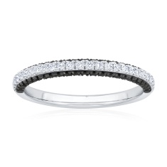 1/2ctw Diamond and Black Diamond 14k White Gold Wedding Band - Embrace Collection 1