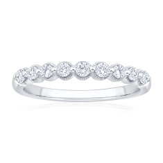 1/3ctw Round Diamond 14k White Gold Vintage-Inspired Wedding Band 1