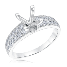 1/2ctw Diamond Wide Band 14k White Gold Engagement Ring Setting 1