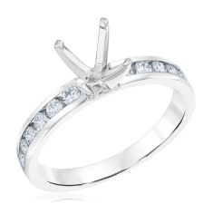 1/2ctw Diamond Channel-Set 14k White Gold Engagement Ring Setting 1