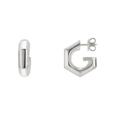Gucci G Cube Sterling Silver Hoop Earrings 1