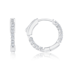 1/4ctw Diamond 10k White Gold Inside Out Hoop Earrings 1