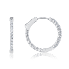 1/2ctw Diamond 10k White Gold Inside Out Hoop Earrings 1