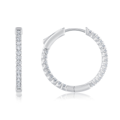 3/4ctw Diamond 10k White Gold Inside Out Hoop Earrings 1
