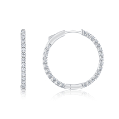 1 1/2ctw Diamond 10k White Gold Inside Out Hoop Earrings 1