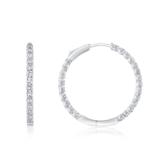 2ctw Diamond 10k White Gold Inside Out Hoop Earrings 1