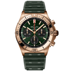 Breitling Chronomat B01 42 Green Dial Green Rubber Strap Watch 42mm - RB0134101L1S1 1