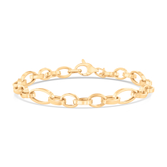 14k Yellow Gold 7.25mm Fancy Oval Link Chain Bracelet 1